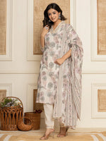 Thumbnail for Yufta Cotton Pink Kurta Dupatta Pant Set - Distacart