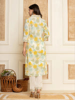 Thumbnail for Yufta Cotton Yellow embroidered Kurta Dupatta Set - Distacart