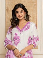 Thumbnail for Yufta Cotton Lavender Kurta Dupatta Set - Distacart