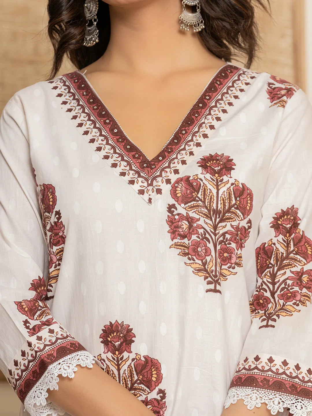 Yufta Cotton Maroon Kurta Dupatta Set - Distacart