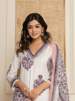 Thumbnail for Yufta Cotton Purple Kurta Dupatta Set - Distacart