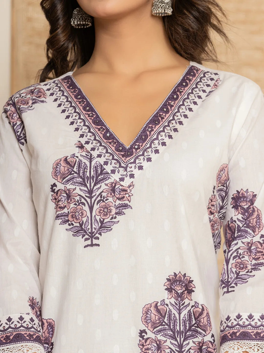 Yufta Cotton Purple Kurta Dupatta Set - Distacart