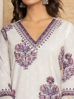 Thumbnail for Yufta Cotton Purple Kurta Dupatta Set - Distacart