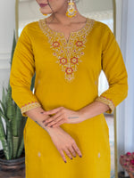 Thumbnail for The52 Women's Beautiful Rayon Embroidery work Straight Kurta with Pant and Dupatta Set