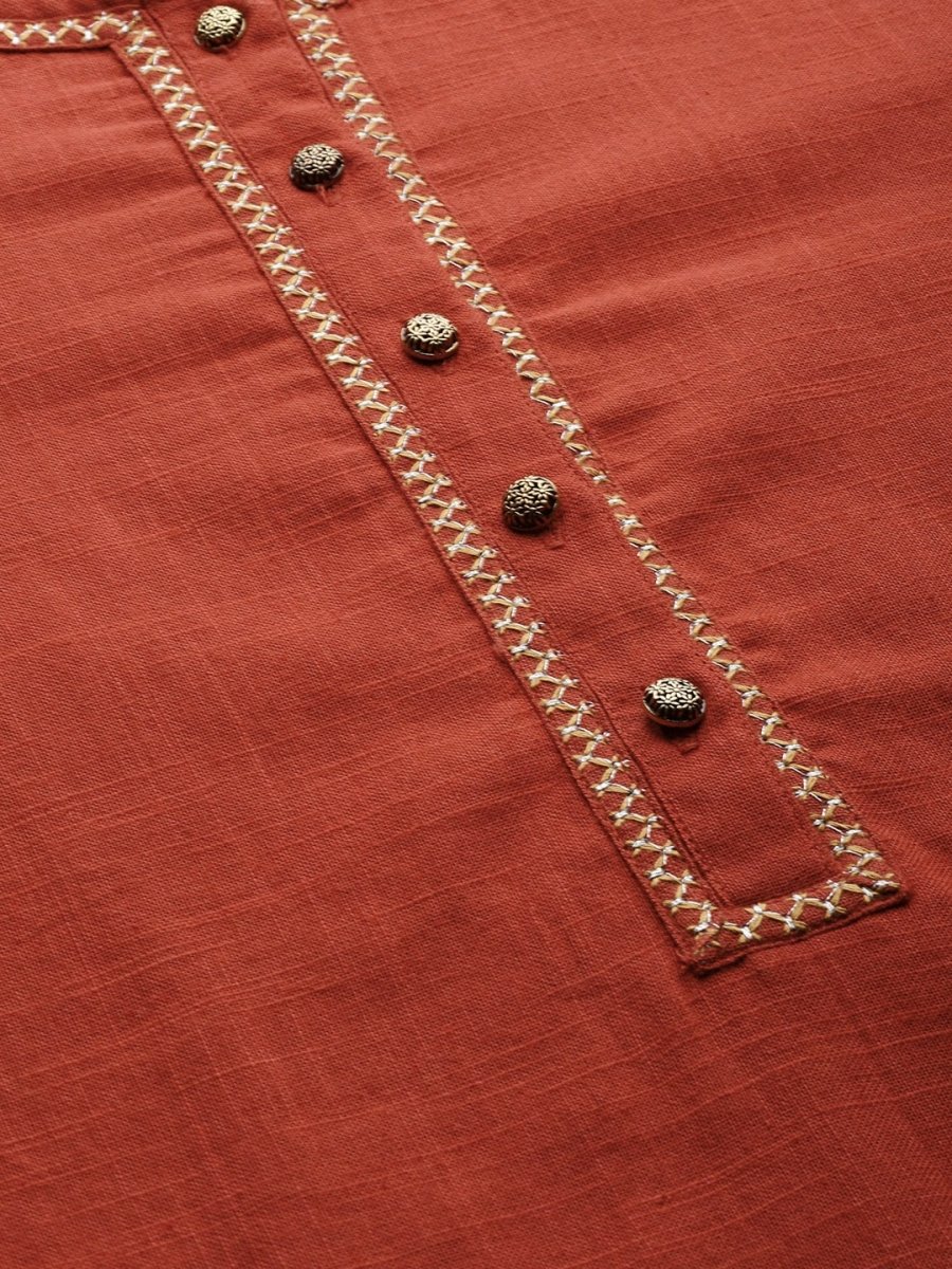 Anouk Women Rust Red Solid Kurta with Trousers - Distacart