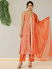 Yufta Cotton Leheriya Orange Kurta Dupatta Set - Distacart