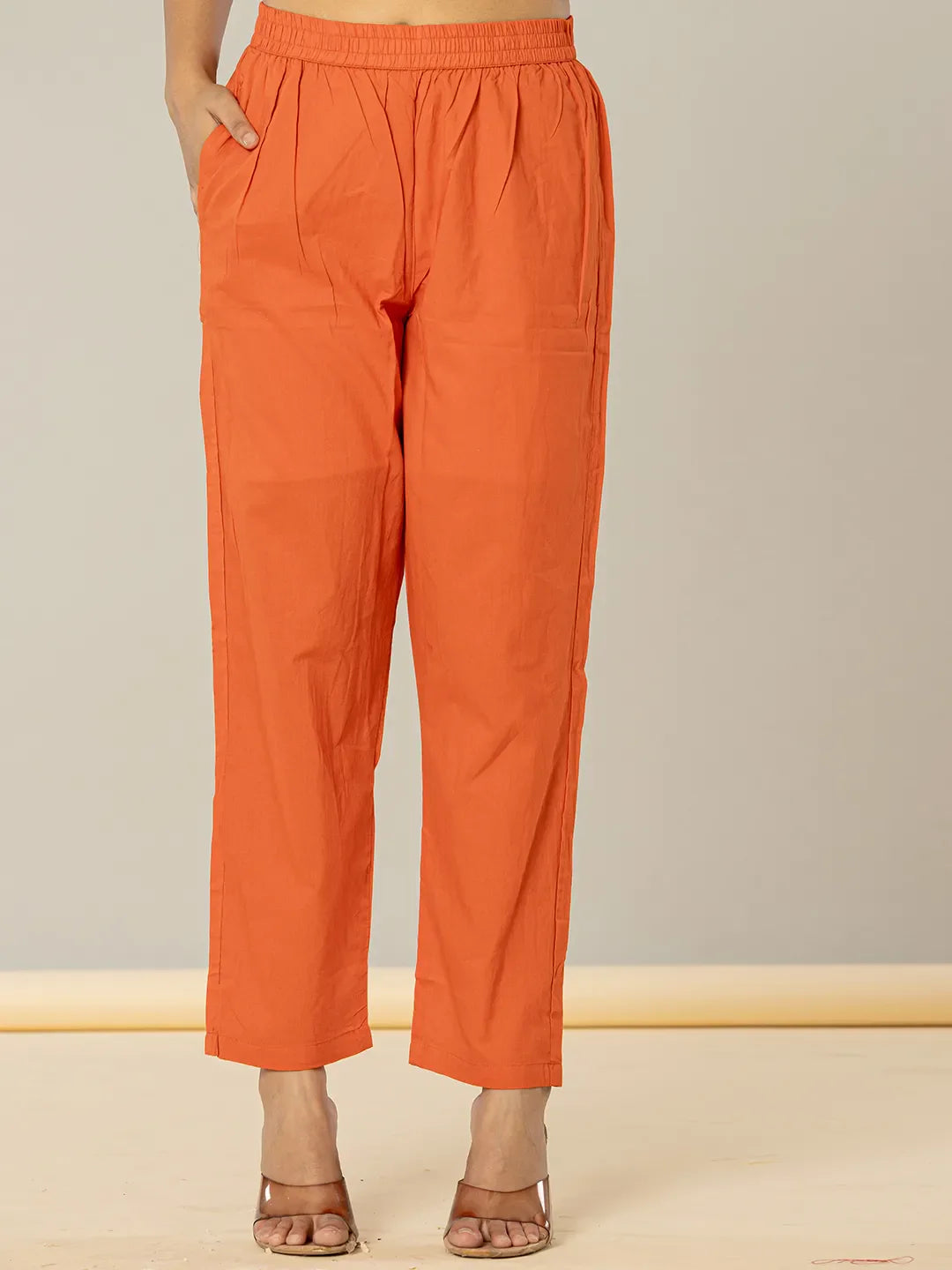 Yufta Cotton Leheriya Orange Kurta Dupatta Set
