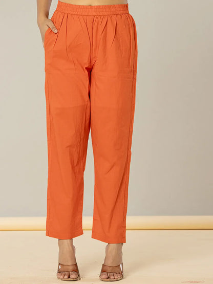 Yufta Cotton Leheriya Orange Kurta Dupatta Set - Distacart