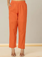 Thumbnail for Yufta Cotton Leheriya Orange Kurta Dupatta Set