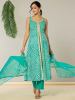 Thumbnail for Yufta Cotton Leheriya Kurta Dupatta Pant Set