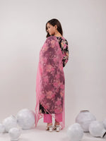 Thumbnail for Yufta Black Floral Print Cotton Straight Kurta Trouser With Dupatta Set