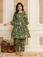 Thumbnail for Yufta Green Cotton Maternity Kurta Pants Set
