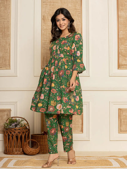 Yufta Green Cotton Maternity Kurta Pants Set - Distacart