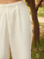 Thumbnail for Indo Era White Floral Yoke Design Tie-Up Neck Straight Kurta With Trousers & Dupatta