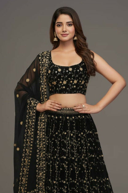 Lehenga Mart Designer Indian Wedding Lehenga Choli-Black - Distacart