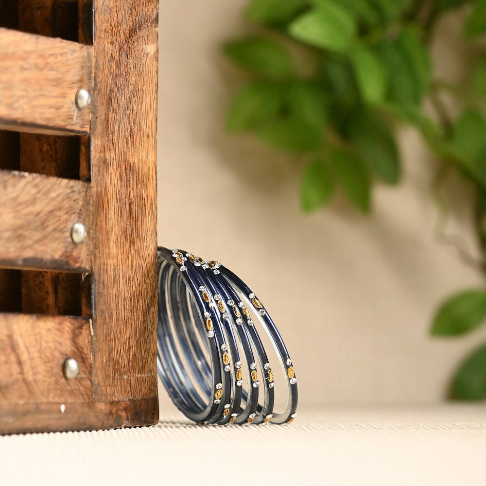 Afast Elegant Bridal & Wedding Party Fashion Bangle/Kada Set, Blue, Glass, Pack Of 12 Model No- A7 - Distacart