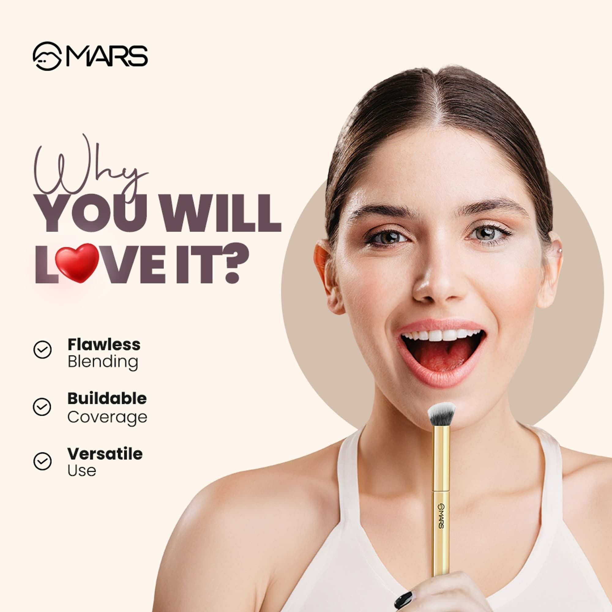 MARS Cosmetics Artists Arsenal Angular Buffing Brush Golden - BRF09