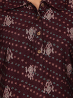 Thumbnail for Ode by House of Pataudi Ethnic Motifs Regular Chanderi Silk Straight Kurta With Trousers - Distacart