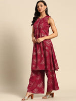 Thumbnail for All About You Floral Print Pleated Kurta with Palazzos - Distacart