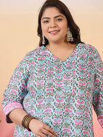 Thumbnail for Sztori Women Floral Printed Regular Kurta with Trousers