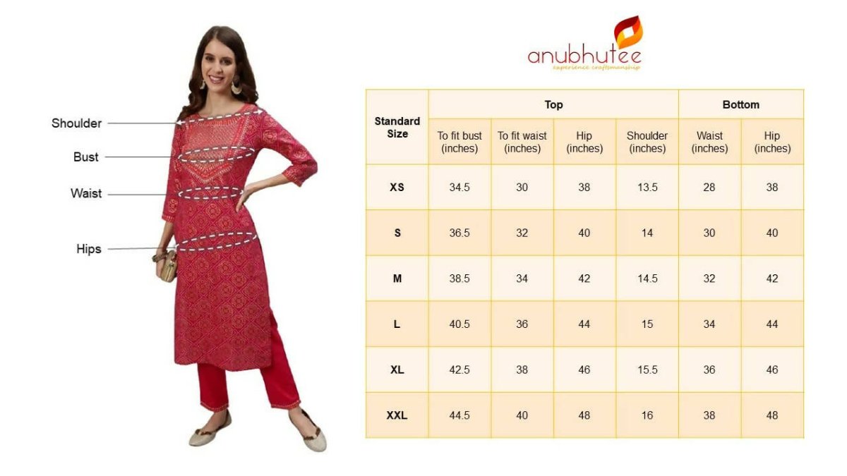 Anubhutee Women's Cotton Regular Pleated Pink Kurta with Trousers - Distacart