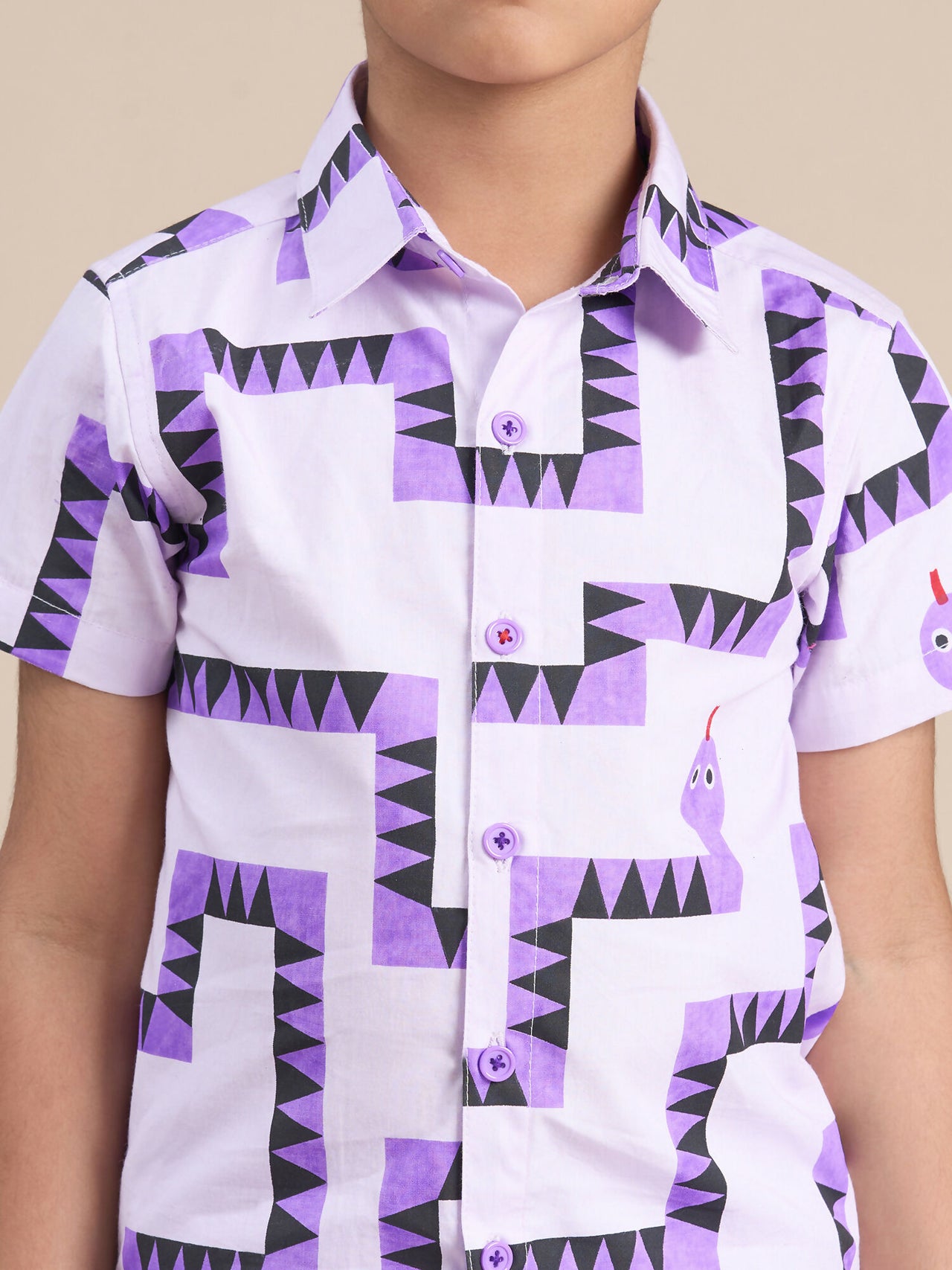 Snakes and Ladders Boys Purple Table Print Shirt from Siblings Collection - Distacart
