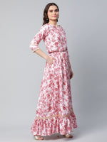 Thumbnail for Ahalyaa Women Rayon Pretty Pink Printed Ready to Wear Lehenga Choli with Dupatta - Distacart