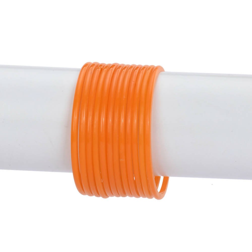Afast Shining Orange Glass Party, Wedding, Daily Use Bangle Set, Pack Of 12 - Distacart