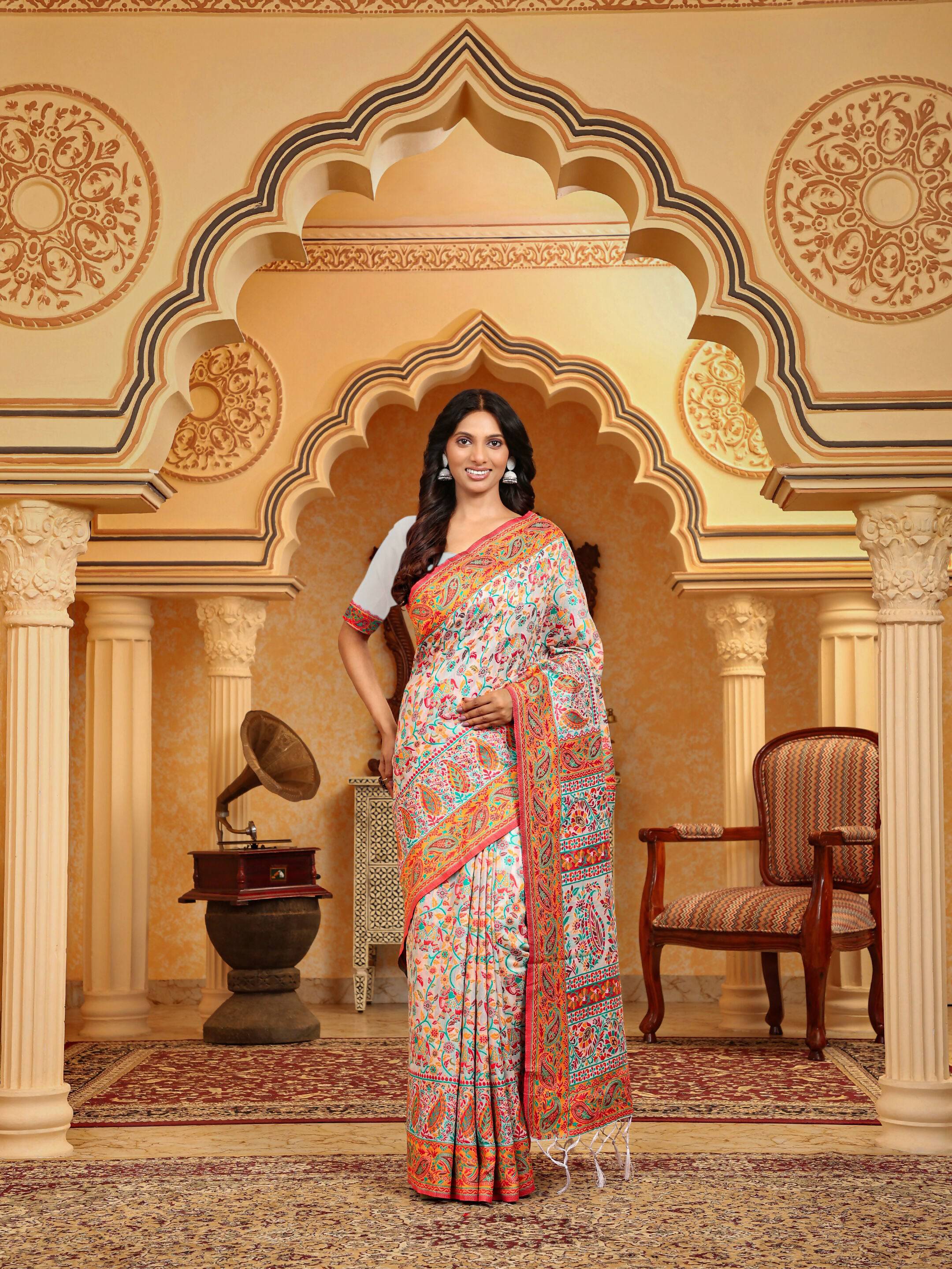 Astita Linen Cotton(Woven Work) Multicolour Saree