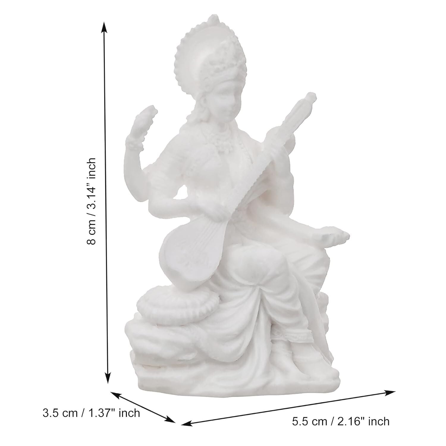 eCraftIndia White Polyresin Goddess Saraswati Statue - Distacart