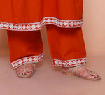 Thumbnail for Miravan Womens Plus Size Floral Embroidered Rust Straight Cotton Kurta & Palazzo With Dupatta Set - Distacart