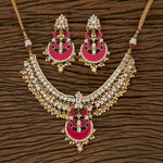 Thumbnail for Joban Fashion Women Golden White Rani Necklace Set - Distacart