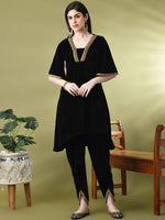 Thumbnail for Sangria Embellished A-Line Kurta & Dhoti Pant With Dupatta