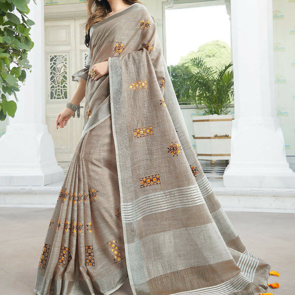 Astita Linen Light Beige Saree
