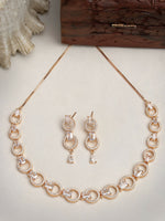 Thumbnail for NVR Women's Gold-Plated American Diamond Studded Handcrafted Jewellery Set - Distacart