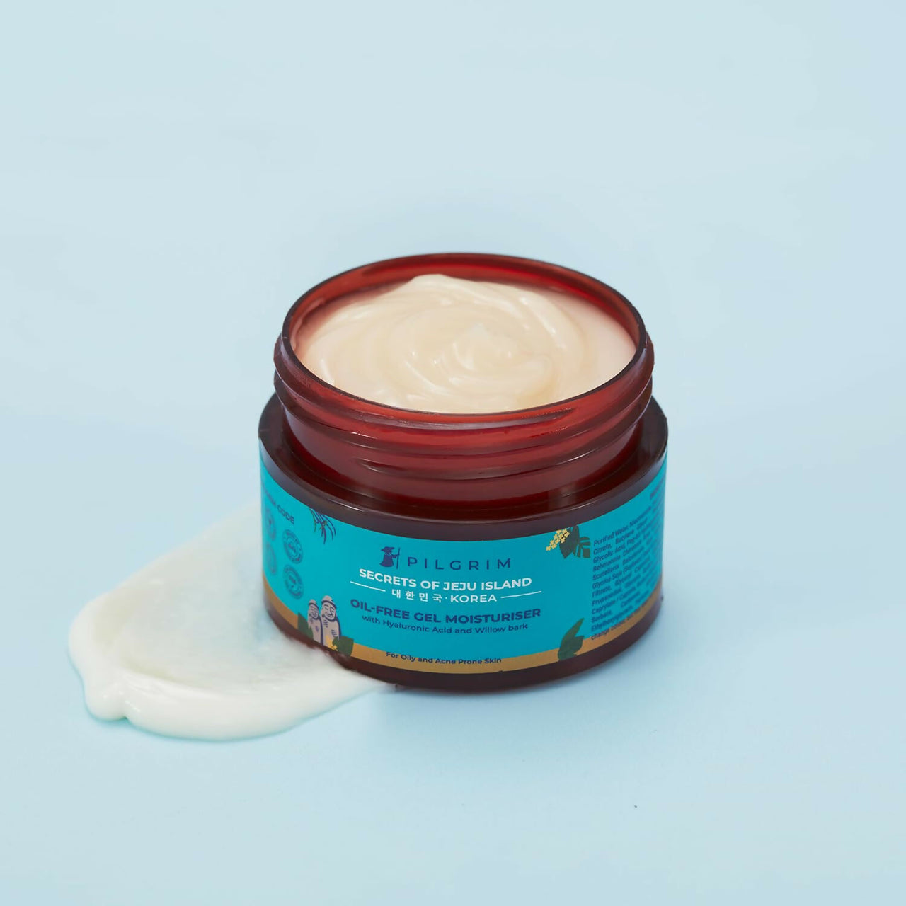Pilgrim Korean Oil Free Gel Moisturizer with Hyaluronic Acid & Willow Bark Extracts, For Oily & Acne-Prone Skin - Korean Skin Care - Distacart