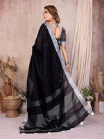 Thumbnail for Anaita Black Weaving Linen Cotton Saree With Blouse - Distacart