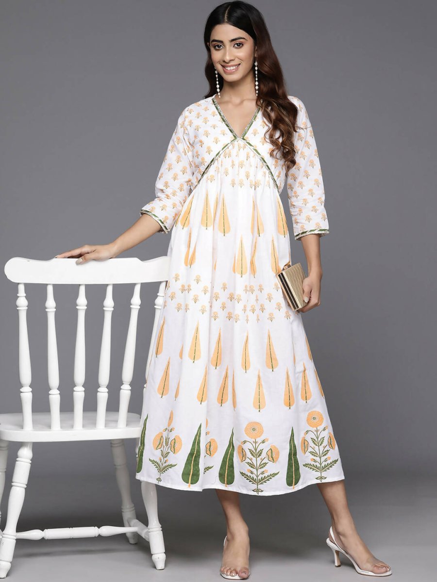 Ahalyaa Women's Traditional wear Dress - White - Distacart