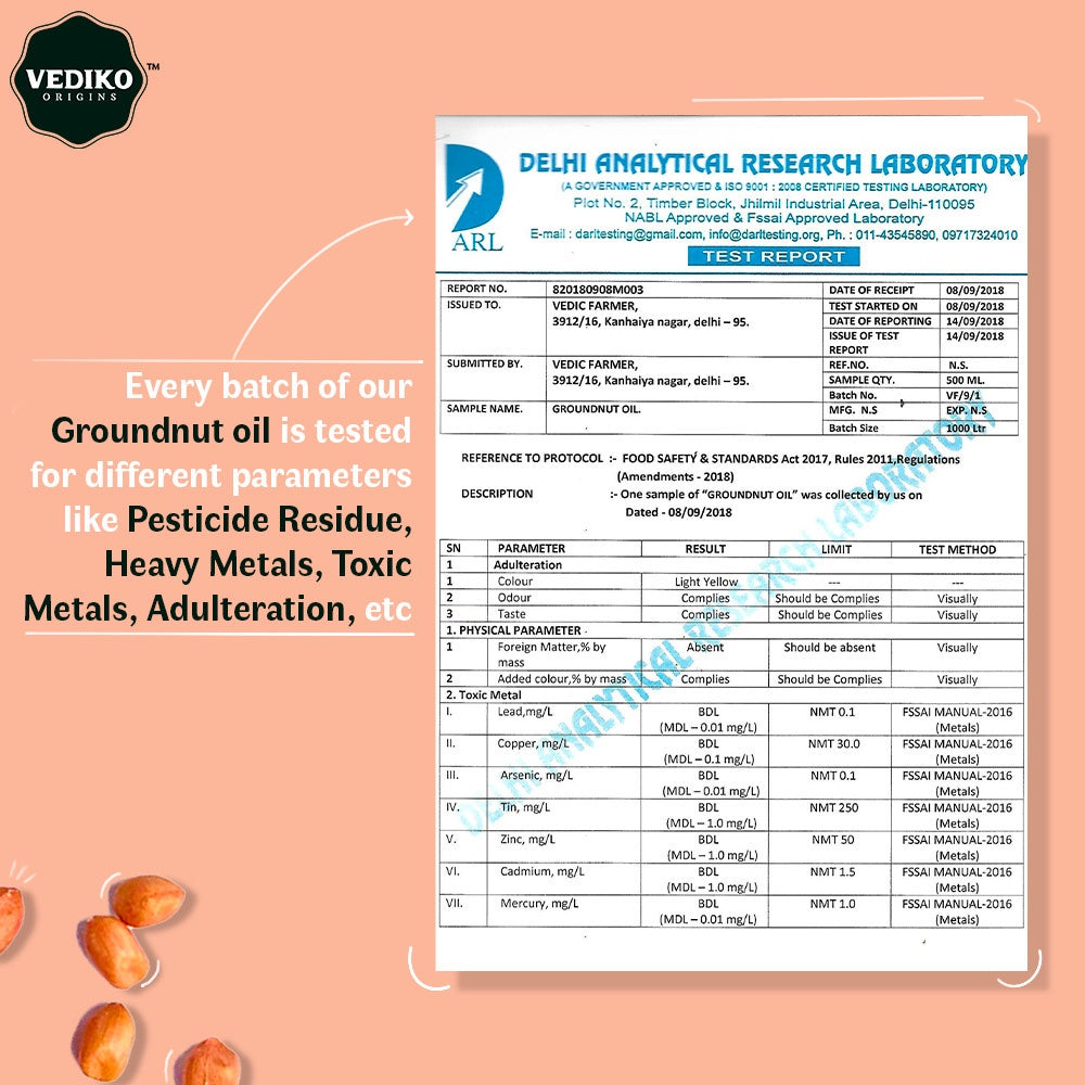 Vediko Origins Groundnut Oil - Distacart