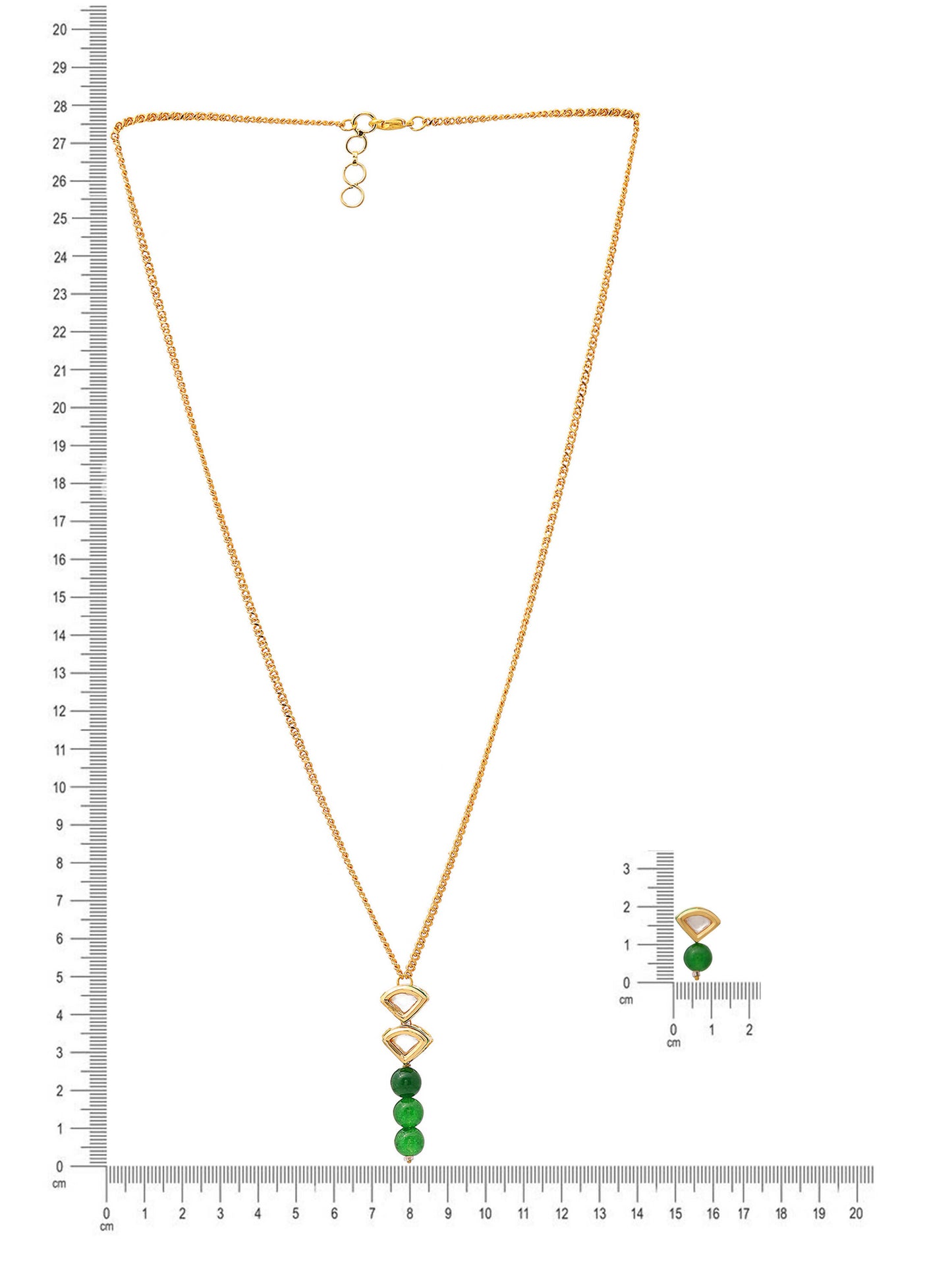 Ruby Raang Kundan and Green Stone Necklace with Studs - Distacart