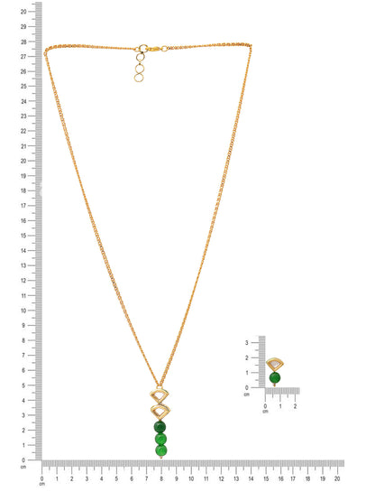 Ruby Raang Kundan and Green Stone Necklace with Studs - Distacart