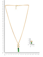 Thumbnail for Ruby Raang Kundan and Green Stone Necklace with Studs