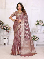 Thumbnail for Aastha Fashion Dusty Rose Organza Silk Weaving Saree - Distacart