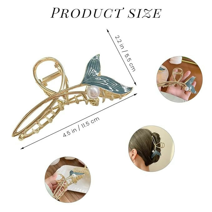 Joban Fashion Blue Metal Whale Tail Claw Clips Hair Accessory For Women