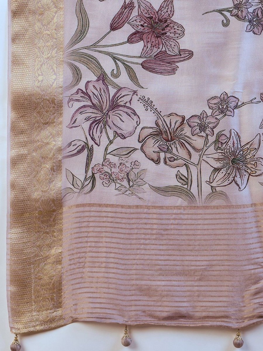 Anouk Floral Zari Silk Blend Saree