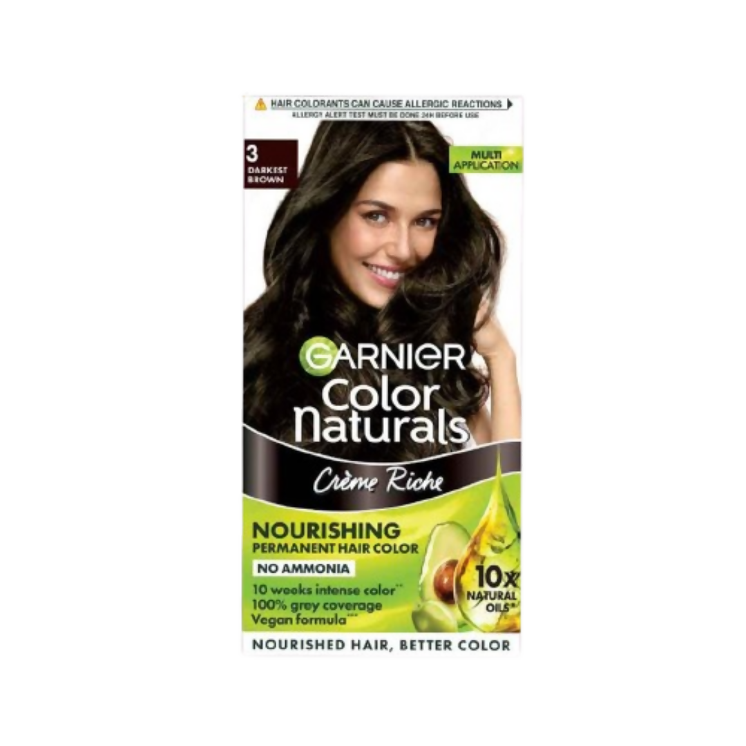 Garnier Color Naturals Creme Riche Hair Color - Shade 3 Darkest Brown - Distacart