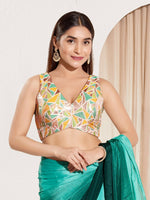 Thumbnail for Joban Fashion Mustard Jacquard Padded Blouse With V Neck Sleeveless