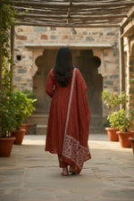 Thumbnail for The52 Women's Beautiful Cotton Fabric Embroidery Work Flared Anarkali Pant and Dupatta Set - Distacart