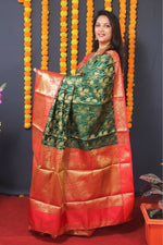 Thumbnail for Jyoti Fashion Women's Bottle Green Kanjivaram Silk Zari Woven Saree with Blouse - Distacart