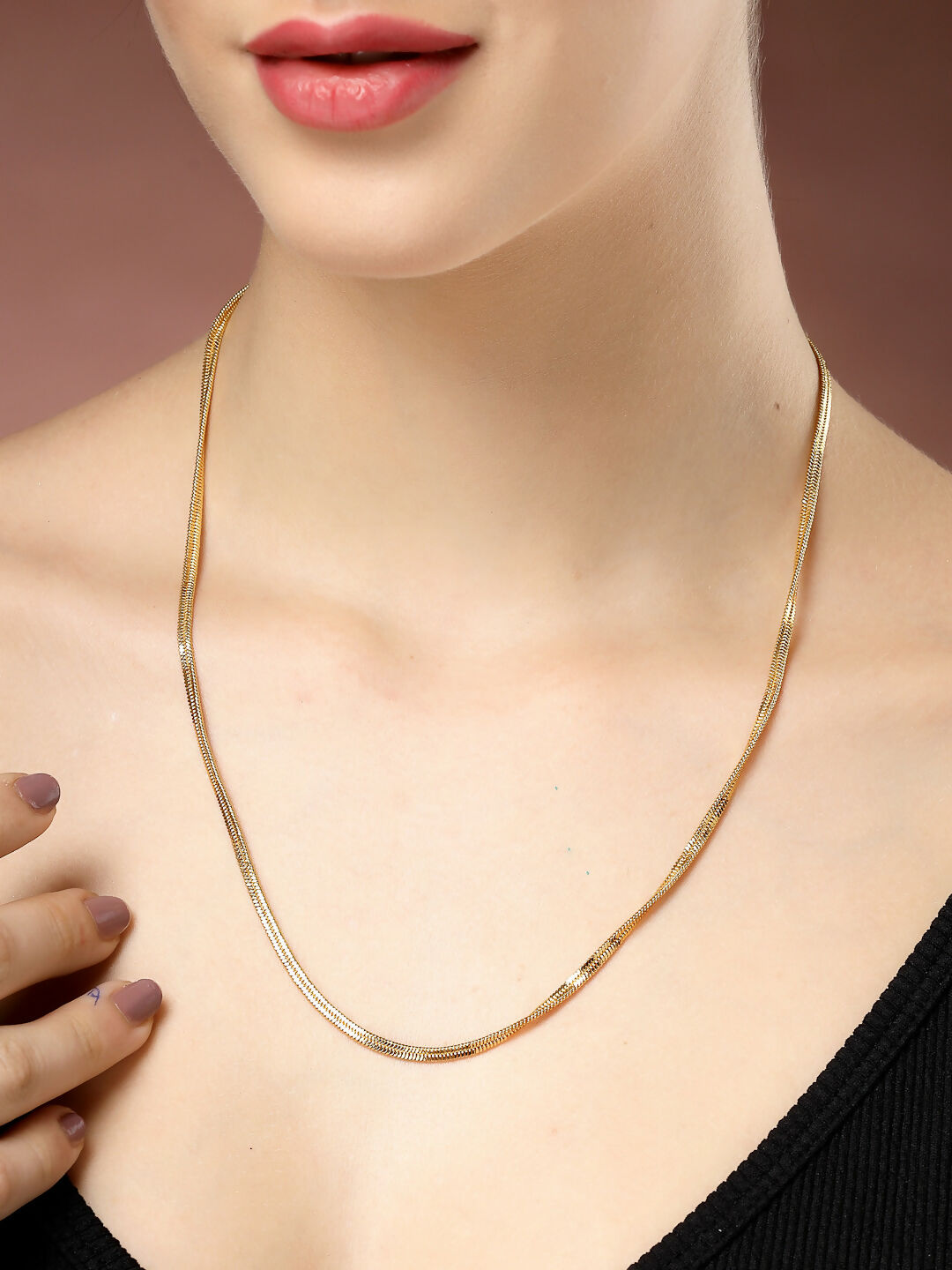 NVR Women's Gold-Polished Minimal Chain - Distacart